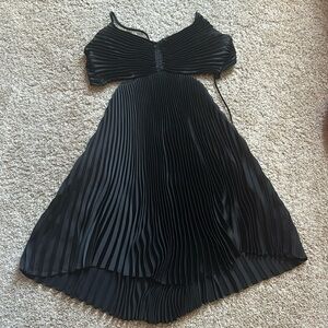 A.L.C Ari Pleated Open-Back Minidress Black